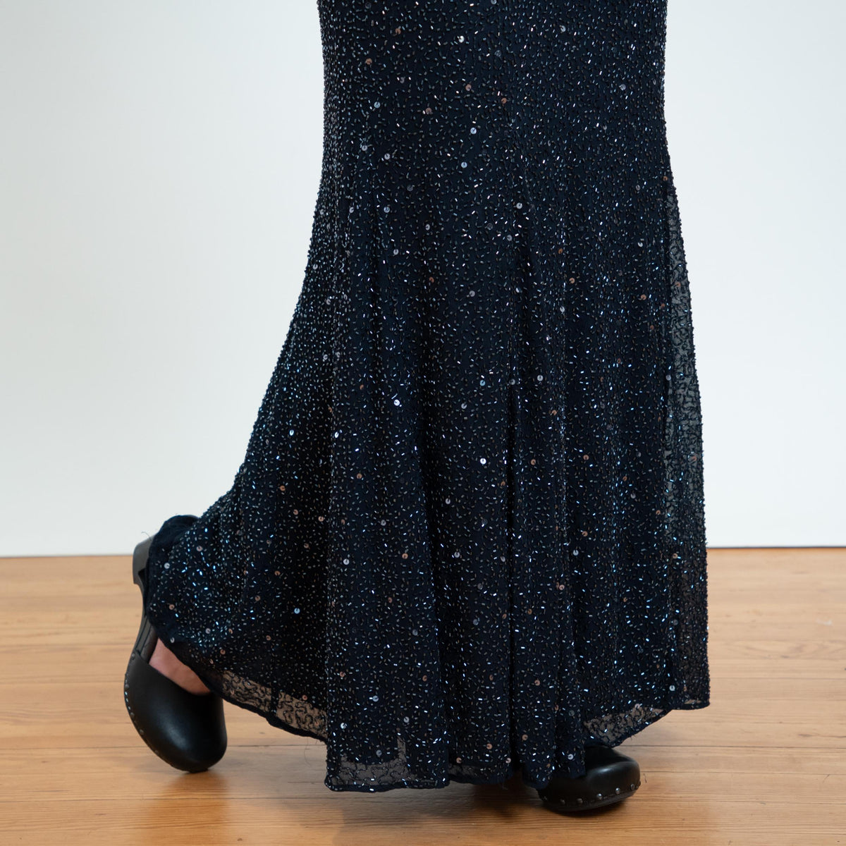 Vintage 90s Y2K Midnight Blue Beaded Gown, As Is - Small | Cristall Collection Bodycon Bias Cut Maxi Dress