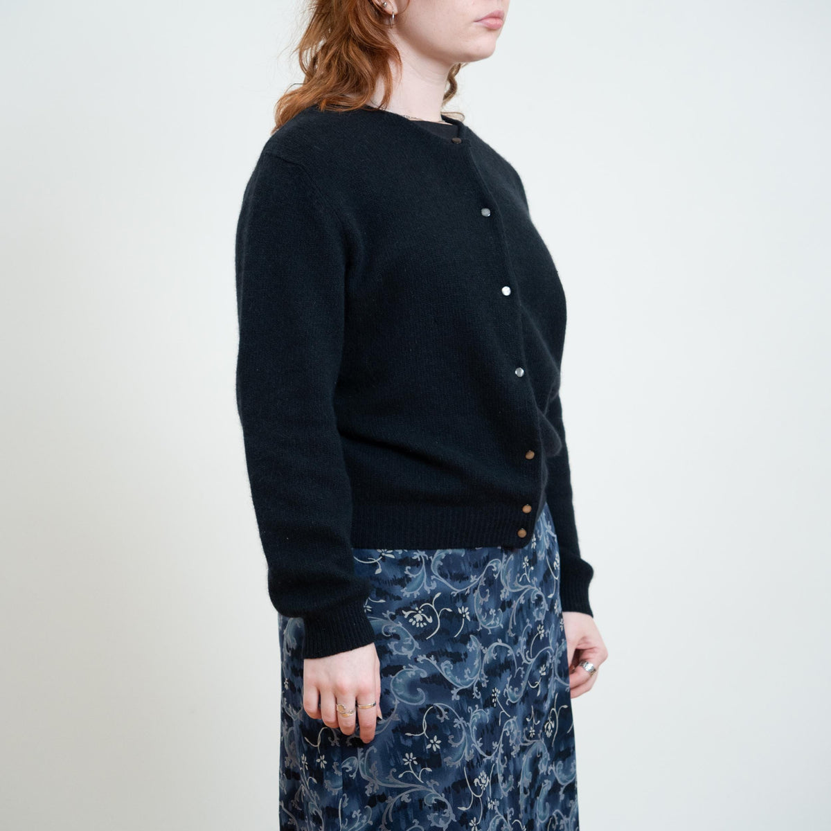 Vintage Y2K Gap Black Angora Cardigan - Large | Lambswool Blend Button Up Sweater