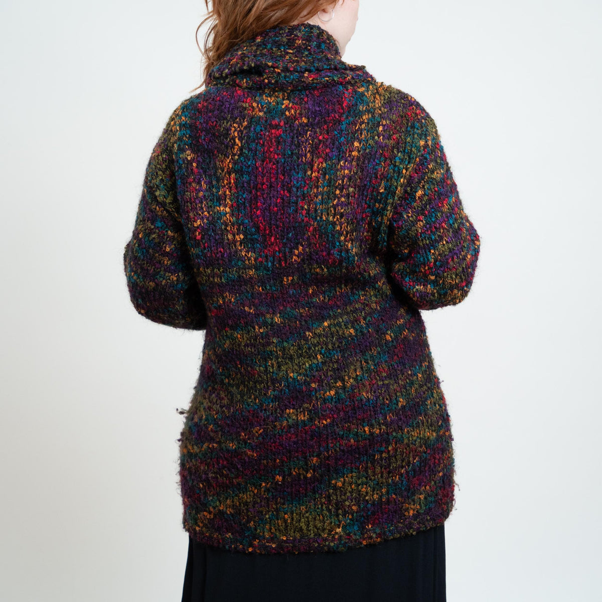 Vintage 90s Confetti Knit Mohair Turtleneck Sweater - Small to Medium | Boho Chunky Knit Longline Pullover