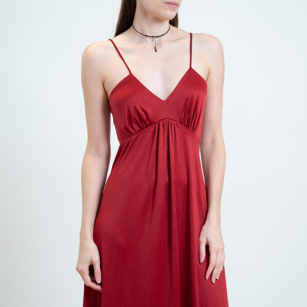 Vintage 70s Wine Red Maxi Party Dress - Small | Boho Spaghetti Strap Grecian Disco Dress