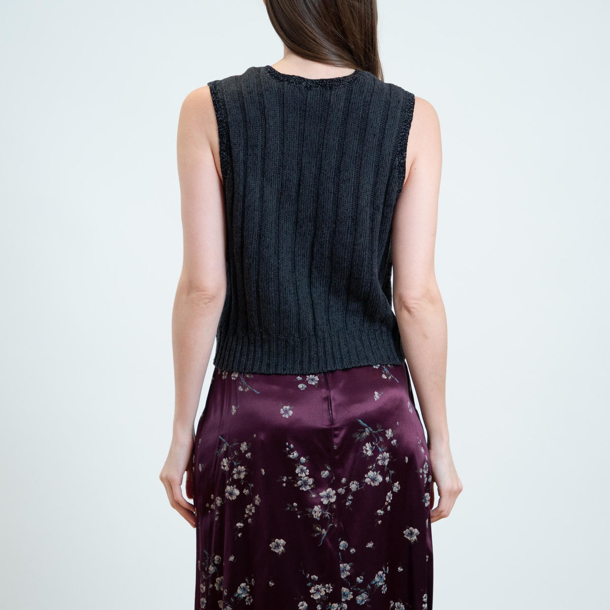 Vintage 90s Whimsigoth Embroidered Patchwork Knit Vest - Small | Boho Floral Button Up Sleeveless Novelty Top