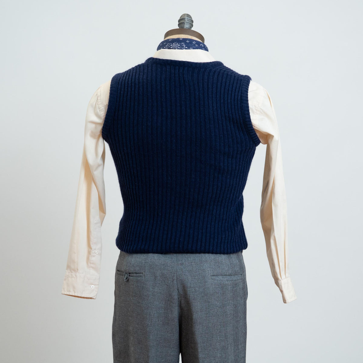 Vintage 70s Navy Blue Knit Sweater Vest - Small | Sleeveless Pullover Top