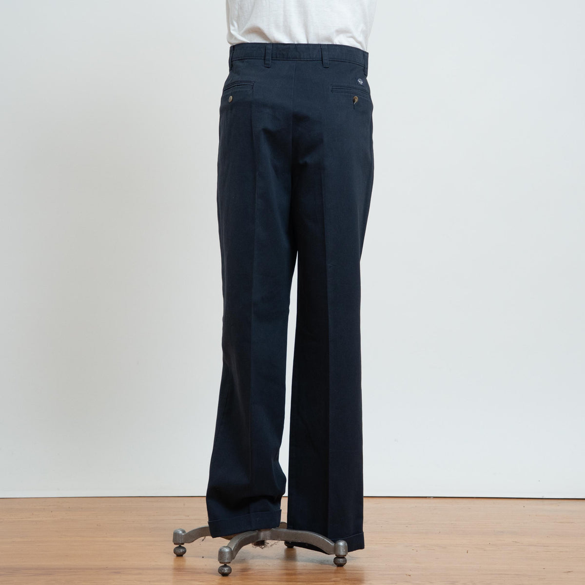 Vintage 90s Dockers Navy Cotton Loose Fit Pants - 36x34 | Straight Leg Pleated Chinos Trousers