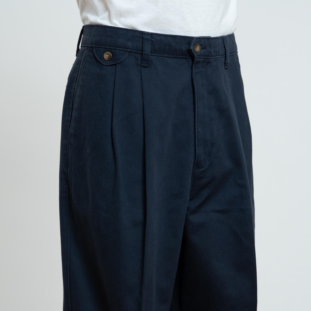 Vintage 90s Dockers Navy Cotton Loose Fit Pants - 36x34 | Straight Leg Pleated Chinos Trousers