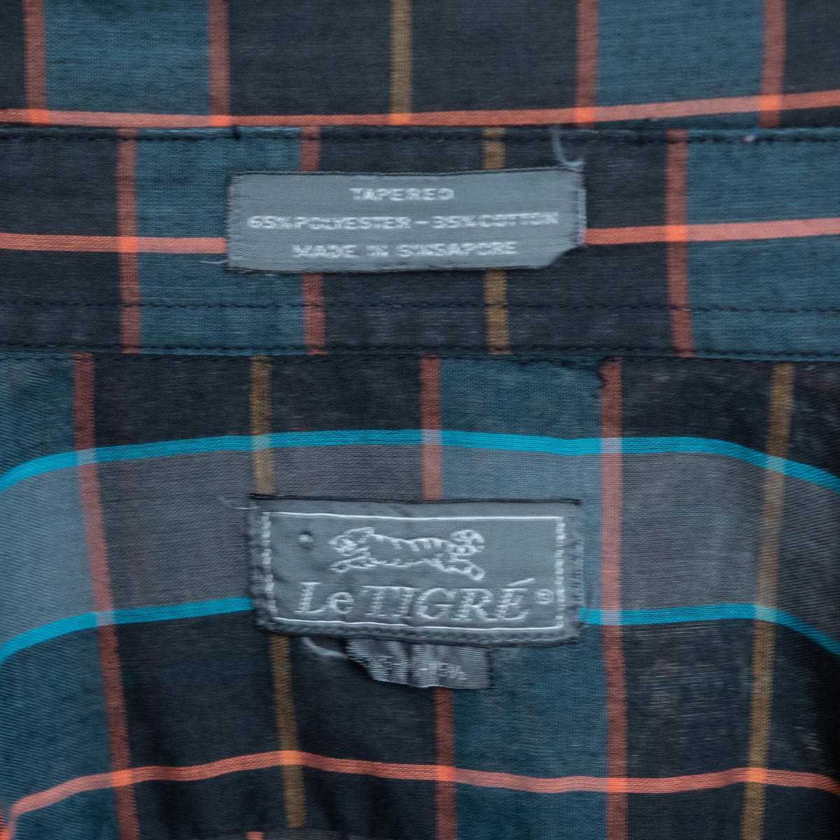 Vintage 90s Le Tigre Plaid Long Sleeve Shirt - Medium | Blue Button Up Long Collared Top