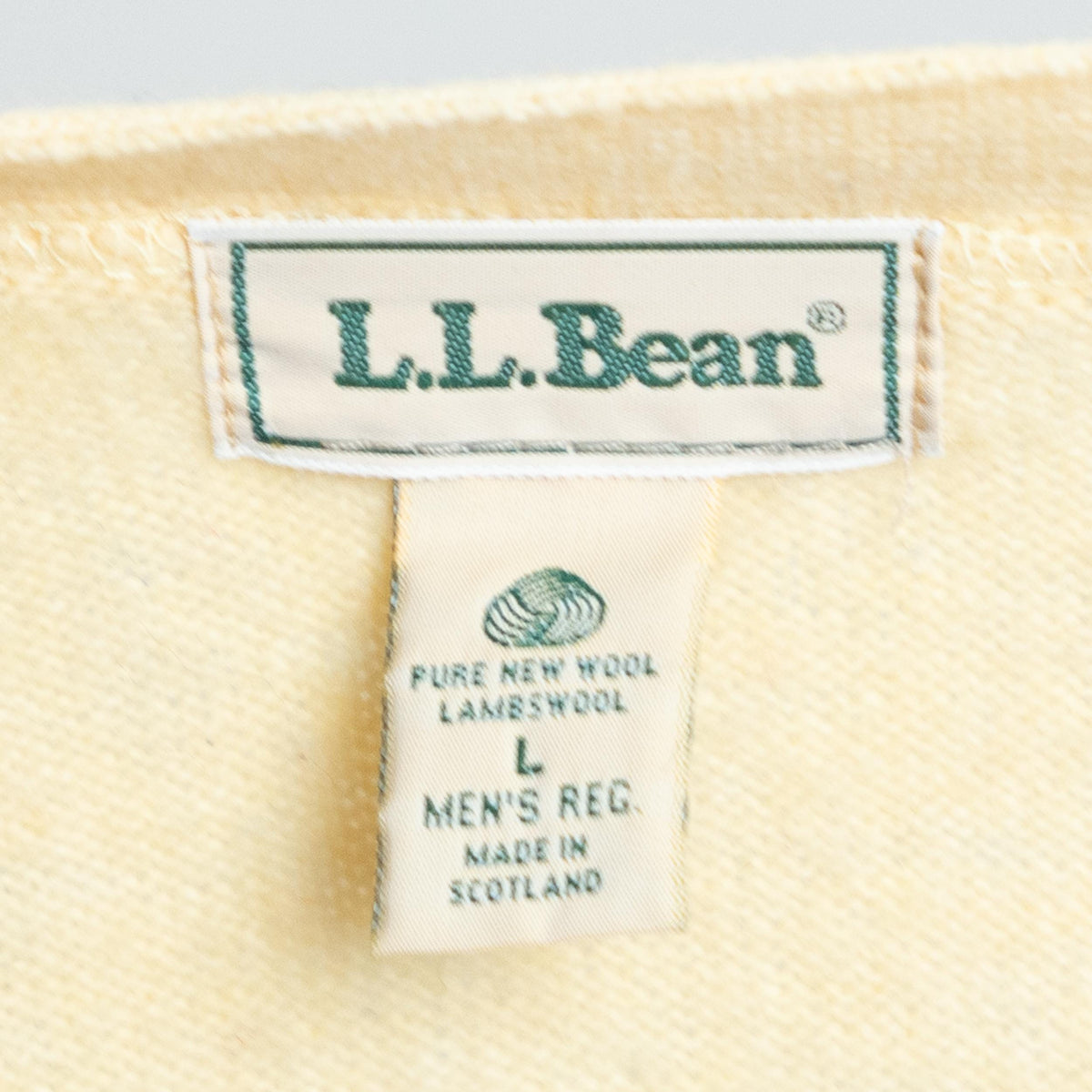 Vintage 90s L.L. Bean Butter Yellow Lambswool Cardigan - Large | Wool Knit Lightweight Button Up Sweater