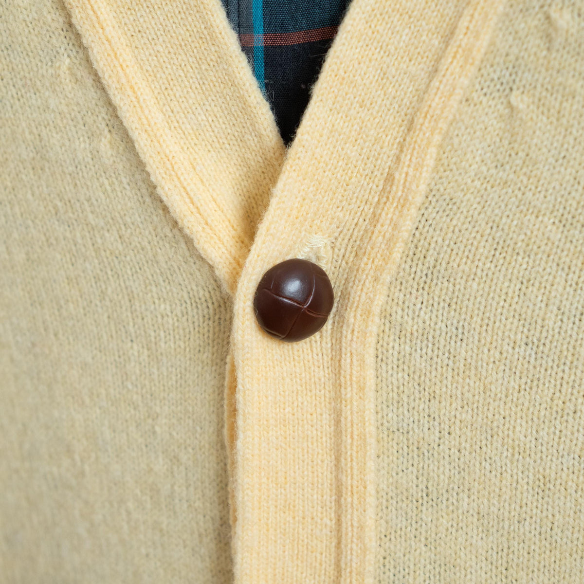 Vintage 90s L.L. Bean Butter Yellow Lambswool Cardigan - Large | Wool Knit Lightweight Button Up Sweater