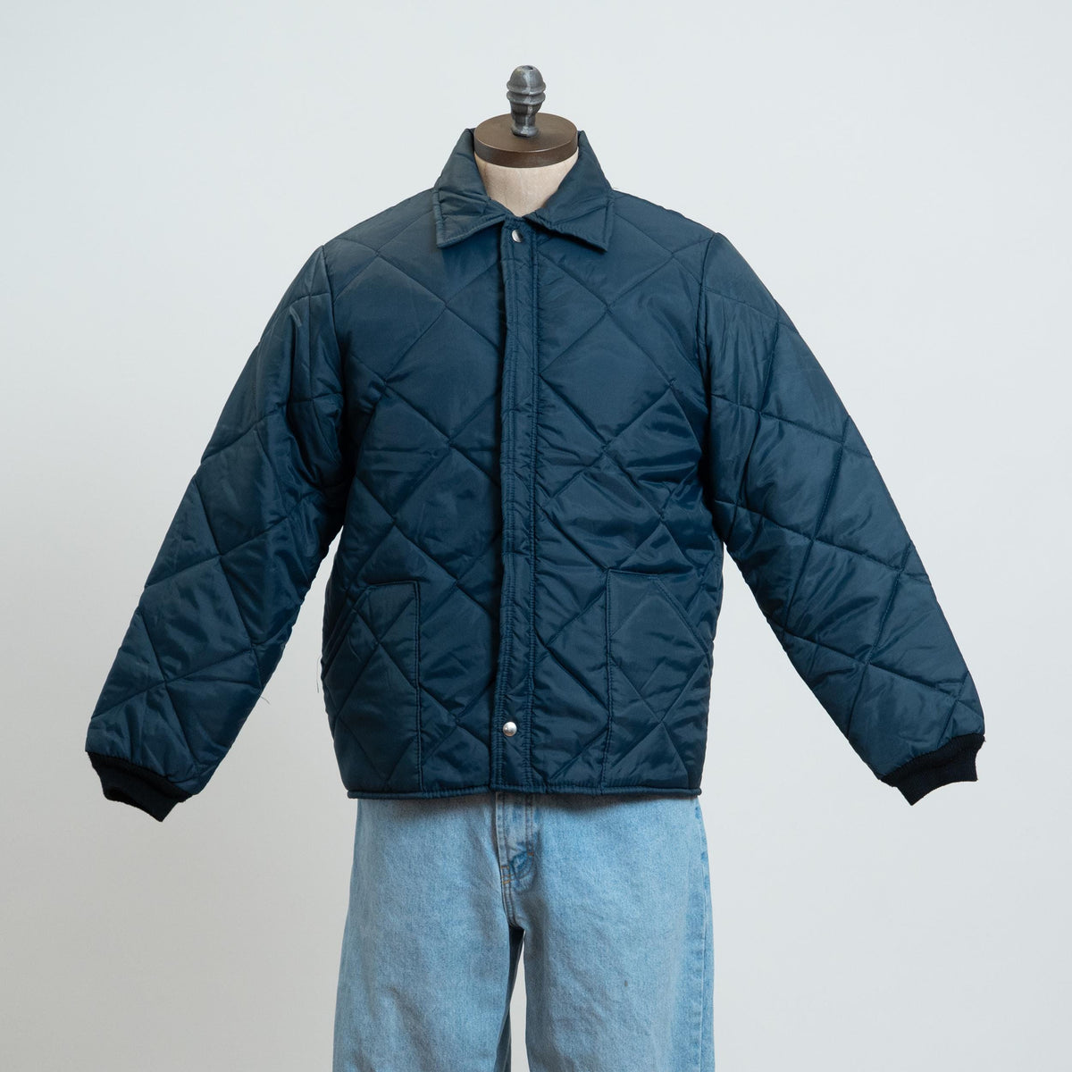 Vintage 90s Big Smith Navy Blue Quilted Jacket - Medium | Lightweight Puffer Workwear Coat