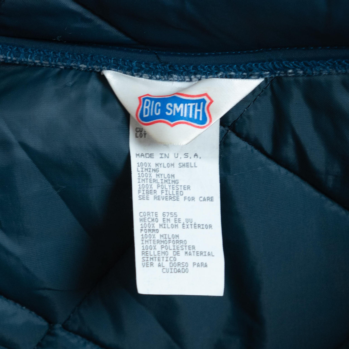 Vintage 90s Big Smith Navy Blue Quilted Jacket - Medium | Lightweight Puffer Workwear Coat