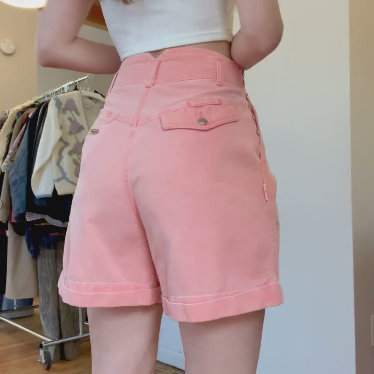 Vintage 80s Peach Button & Zipper Jean Shorts - Extra Small, 25" Waist
