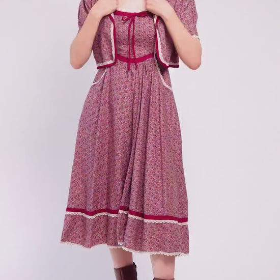 Vintage 70s Gunne Sax Calico Dress & Bolero Jacket - Medium