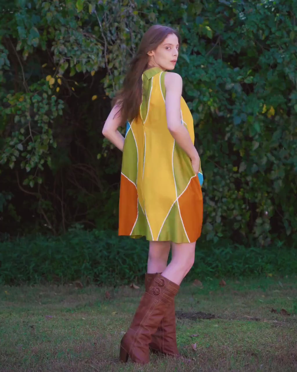 Vintage 60s 70s Mod Geometric Tent Dress - Small