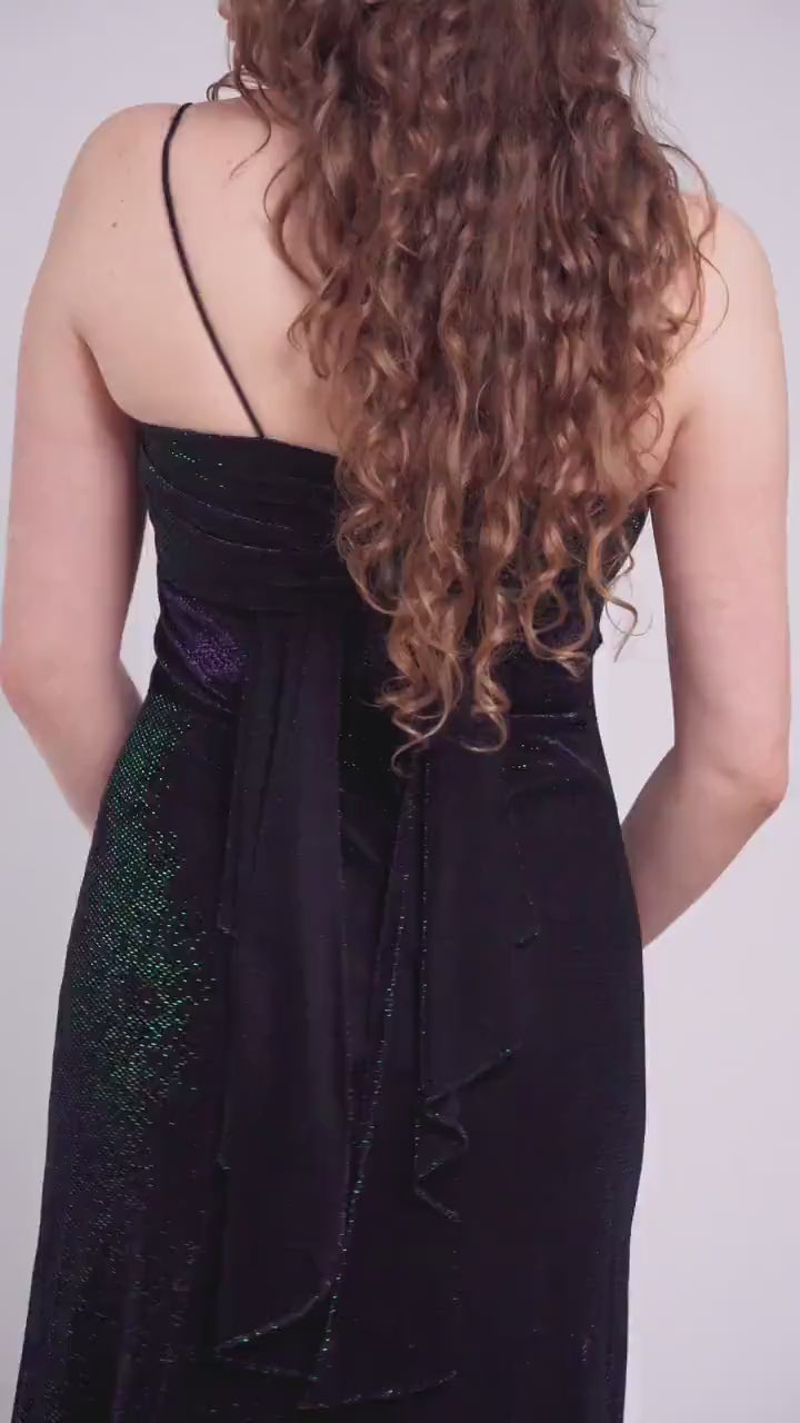 Vintage 90s Iridescent Black Green & Purple Gown - Medium