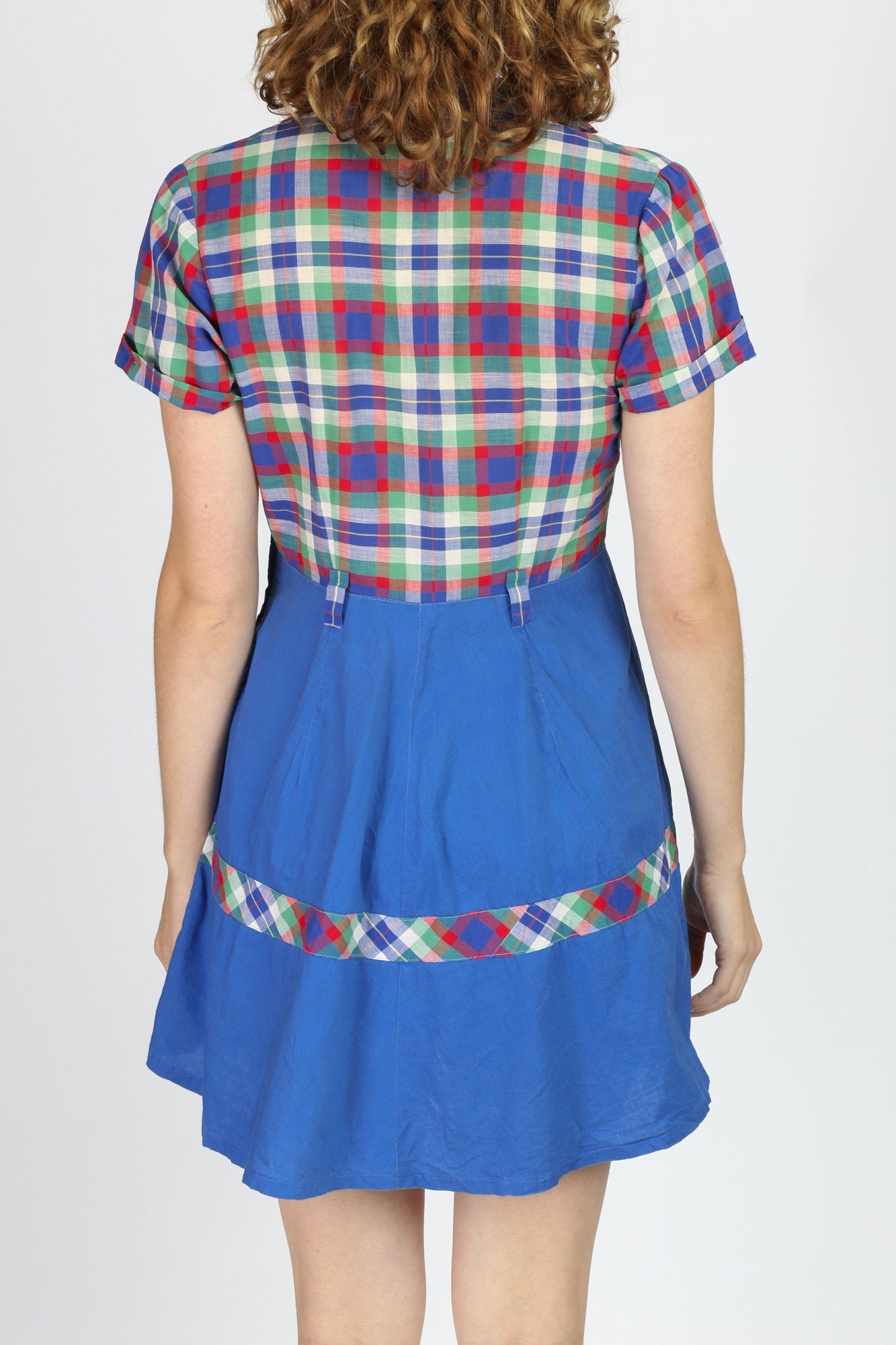 1950s Plaid Fit & Flare Mini Dress - Medium