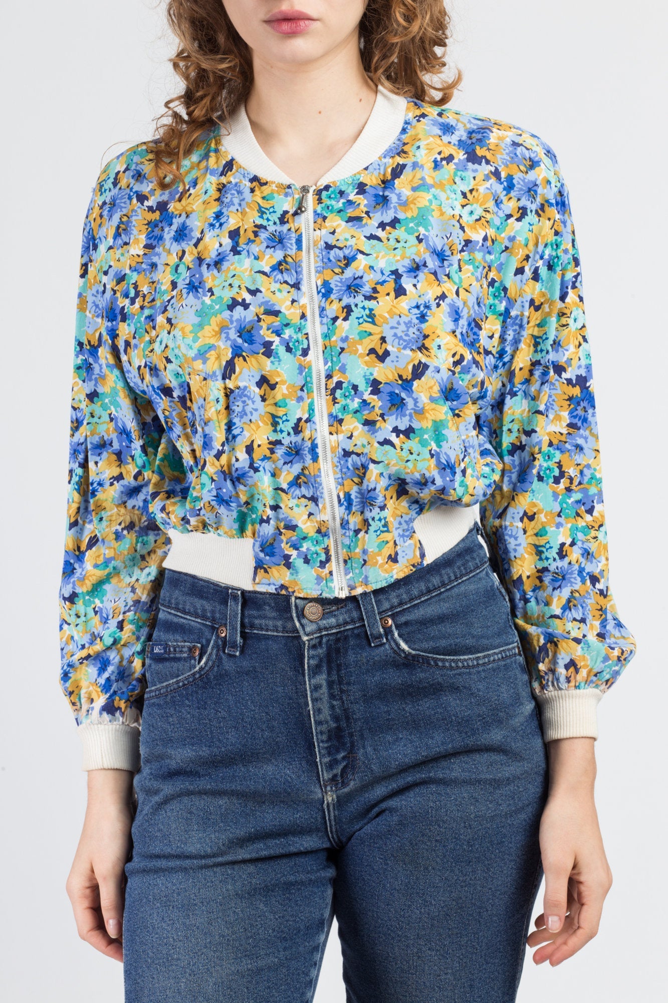 90s Cropped Floral Jacket - Small