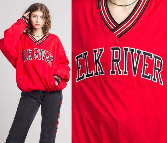 90s Elk River Striped Windbreaker Sweatshirt - Men's Large