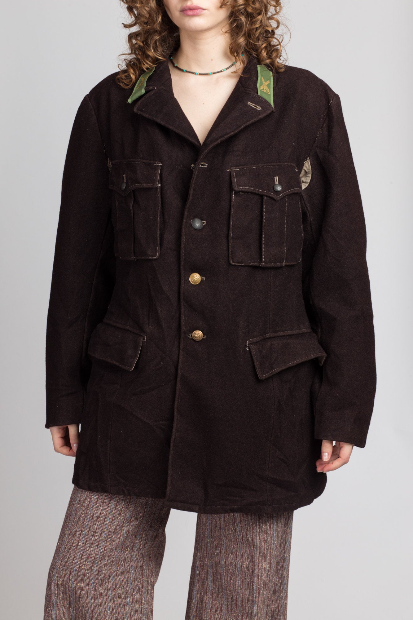 Vintage WWII Swedish Wool Army Jacket - Men's Large