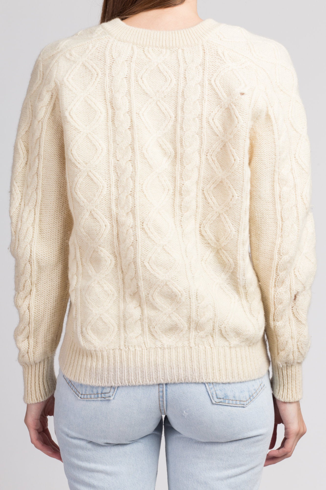 70s Cable Knit Fisherman Sweater - Small