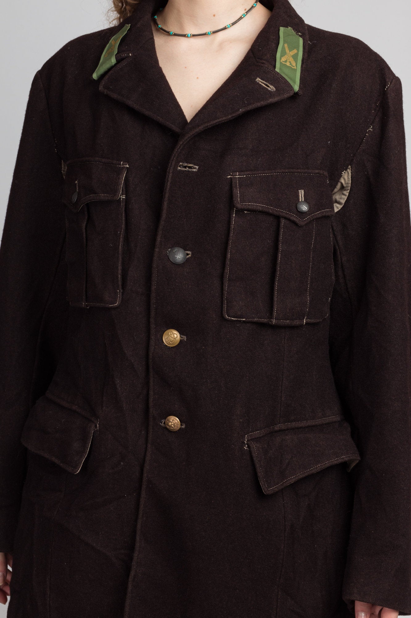 Vintage WWII Swedish Wool Army Jacket - Men's Large