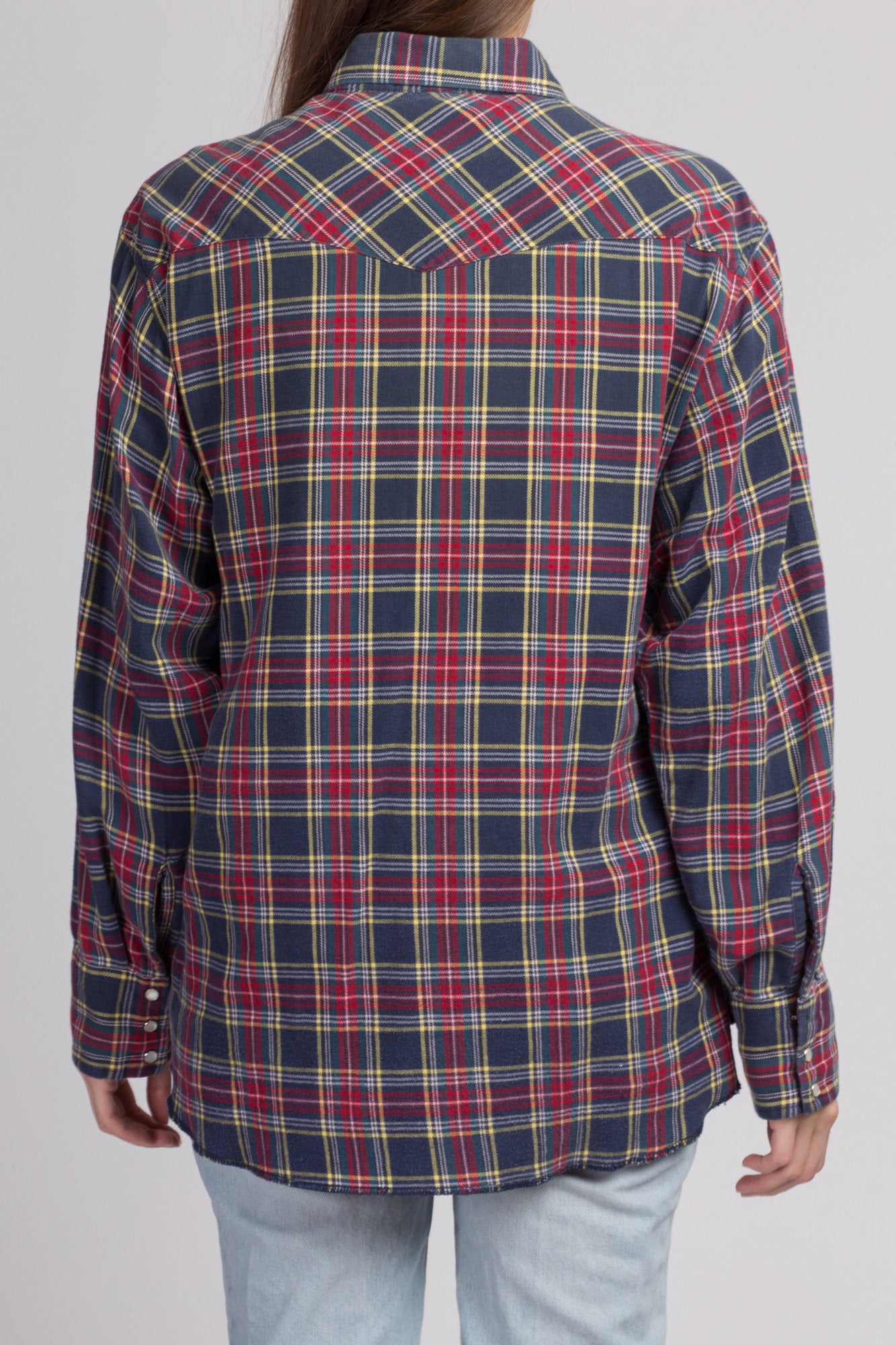 80s Plaid Cotton Flannel Shirt - Men's Large