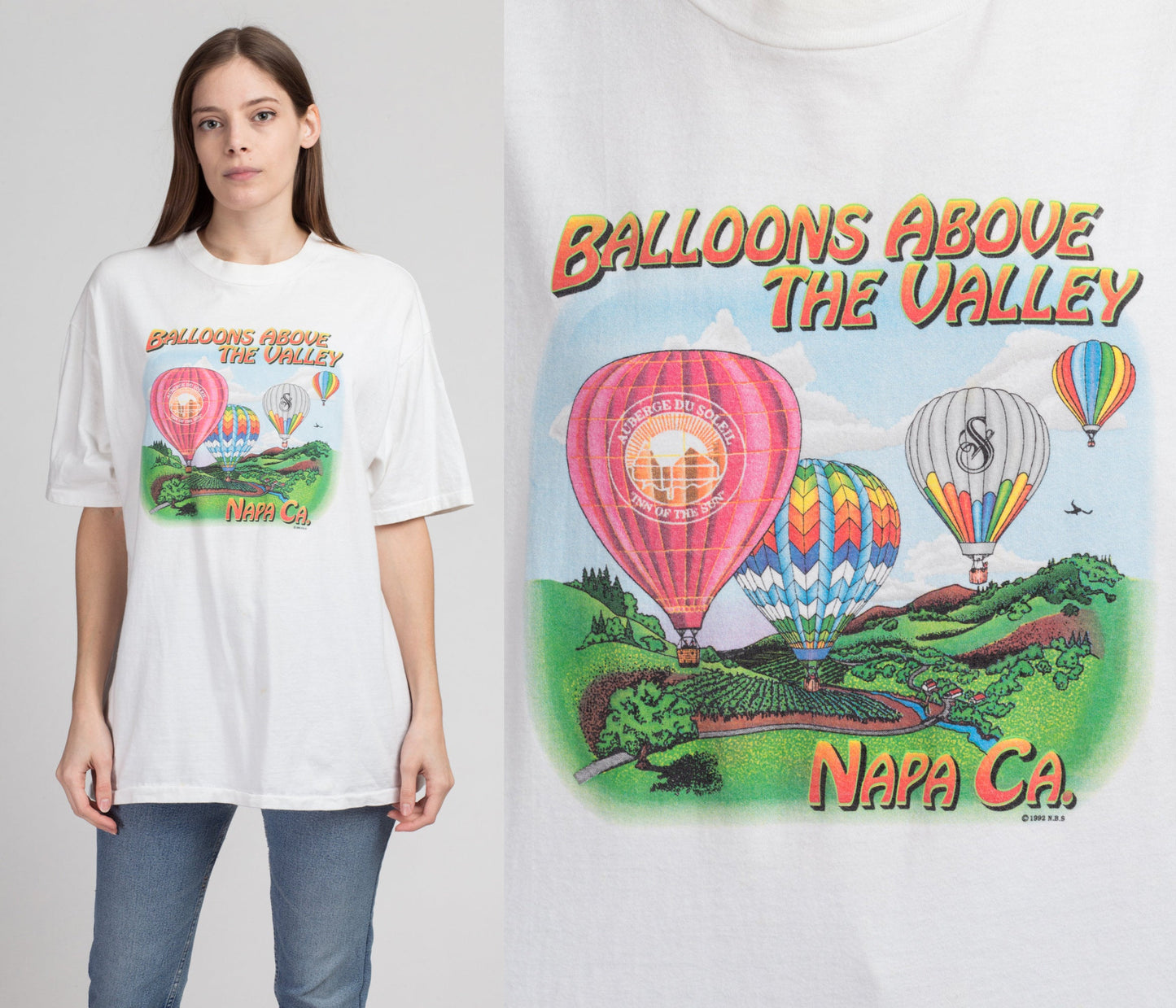90s Napa Valley Hot Air Balloon T Shirt - Extra Large | Vintage Unisex California Graphic Tourist Tee