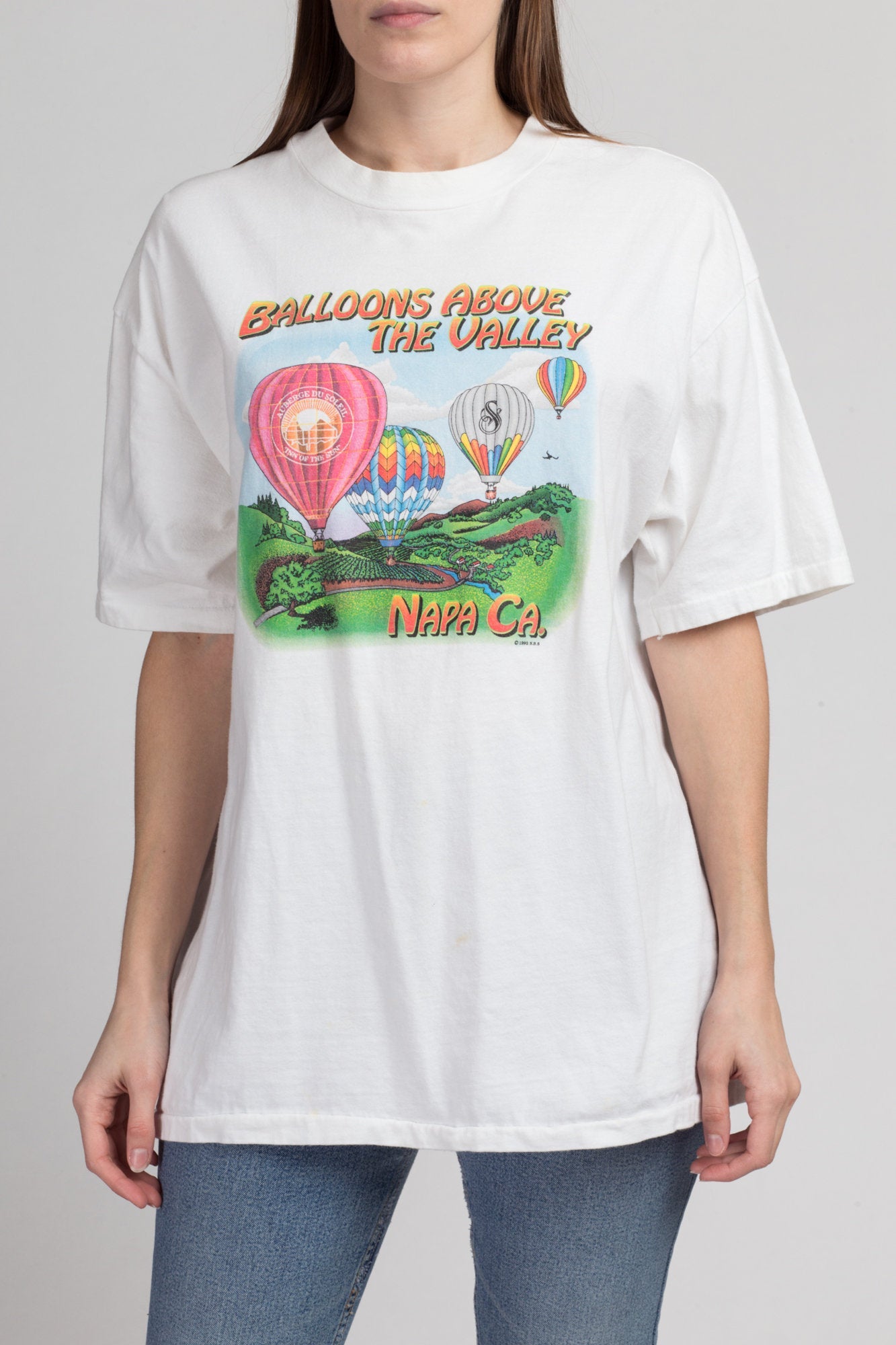 90s Napa Valley Hot Air Balloon T Shirt - Extra Large | Vintage Unisex California Graphic Tourist Tee