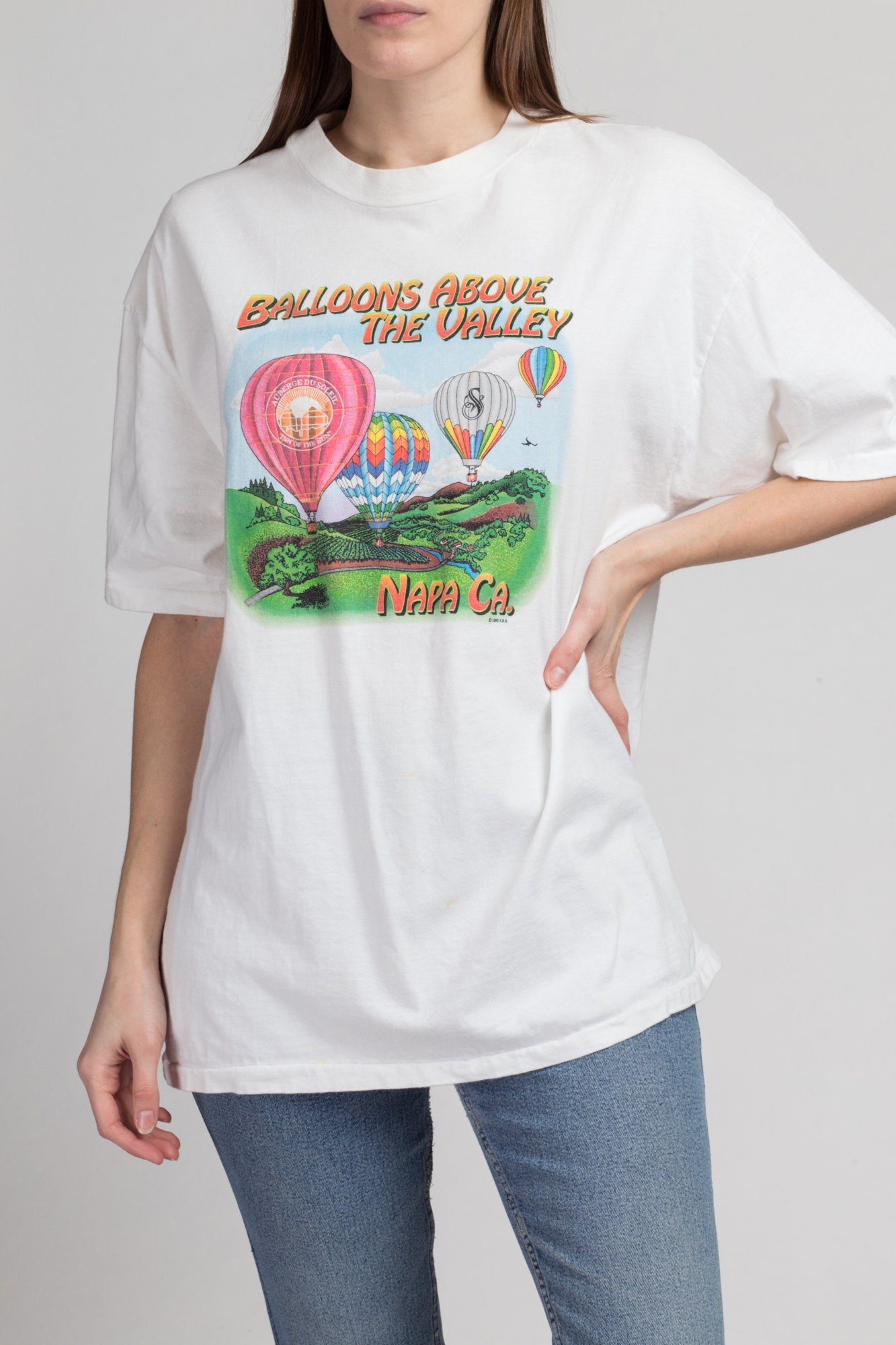 90s Napa Valley Hot Air Balloon T Shirt - Extra Large | Vintage Unisex California Graphic Tourist Tee