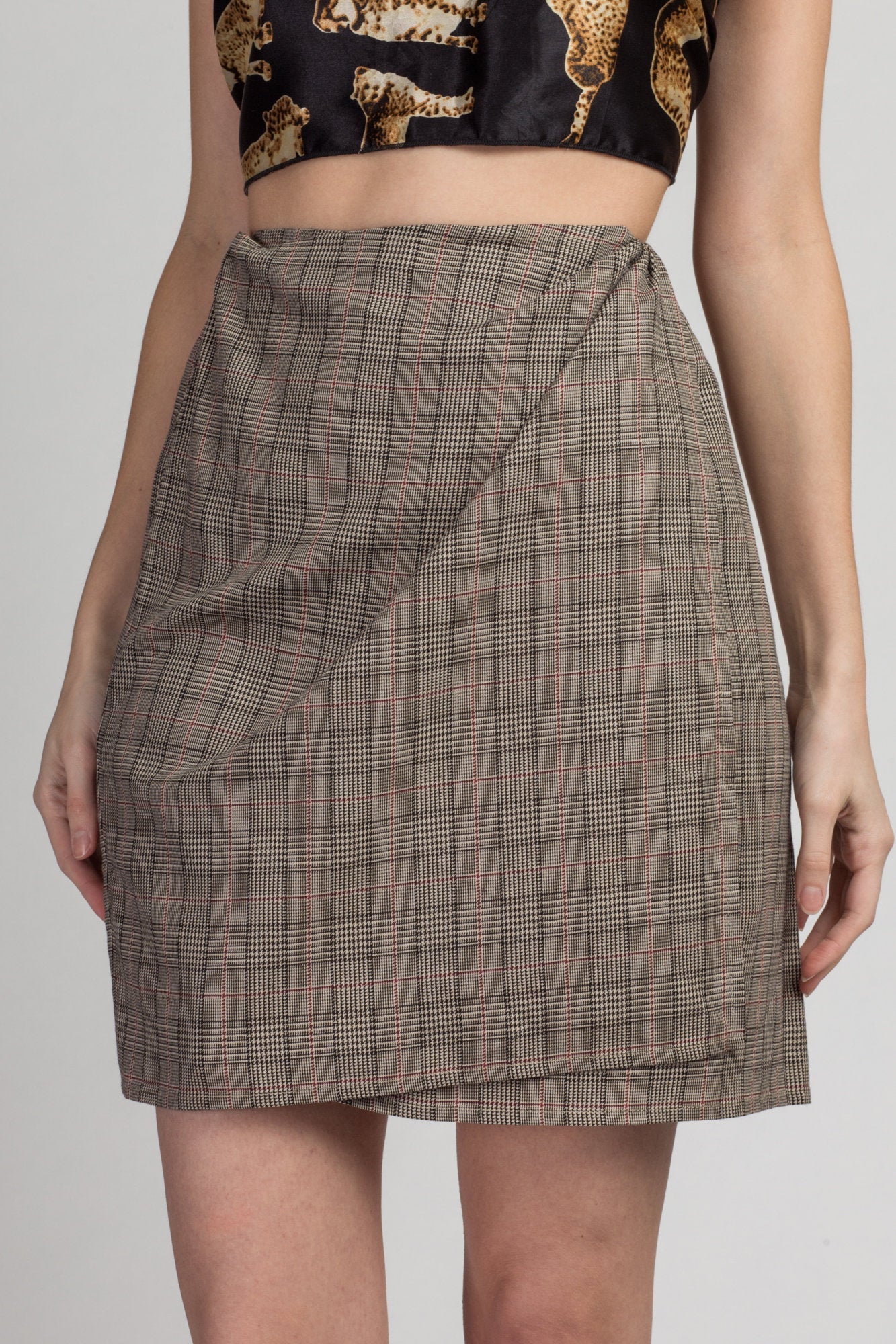 Vintage Emanuel Ungaro Plaid Skirt & Jacket Set - Size 4 | 90s Y2k Cropped Blazer Jacket High Waisted Mini Wrap Skirt 2 Pc Outfit