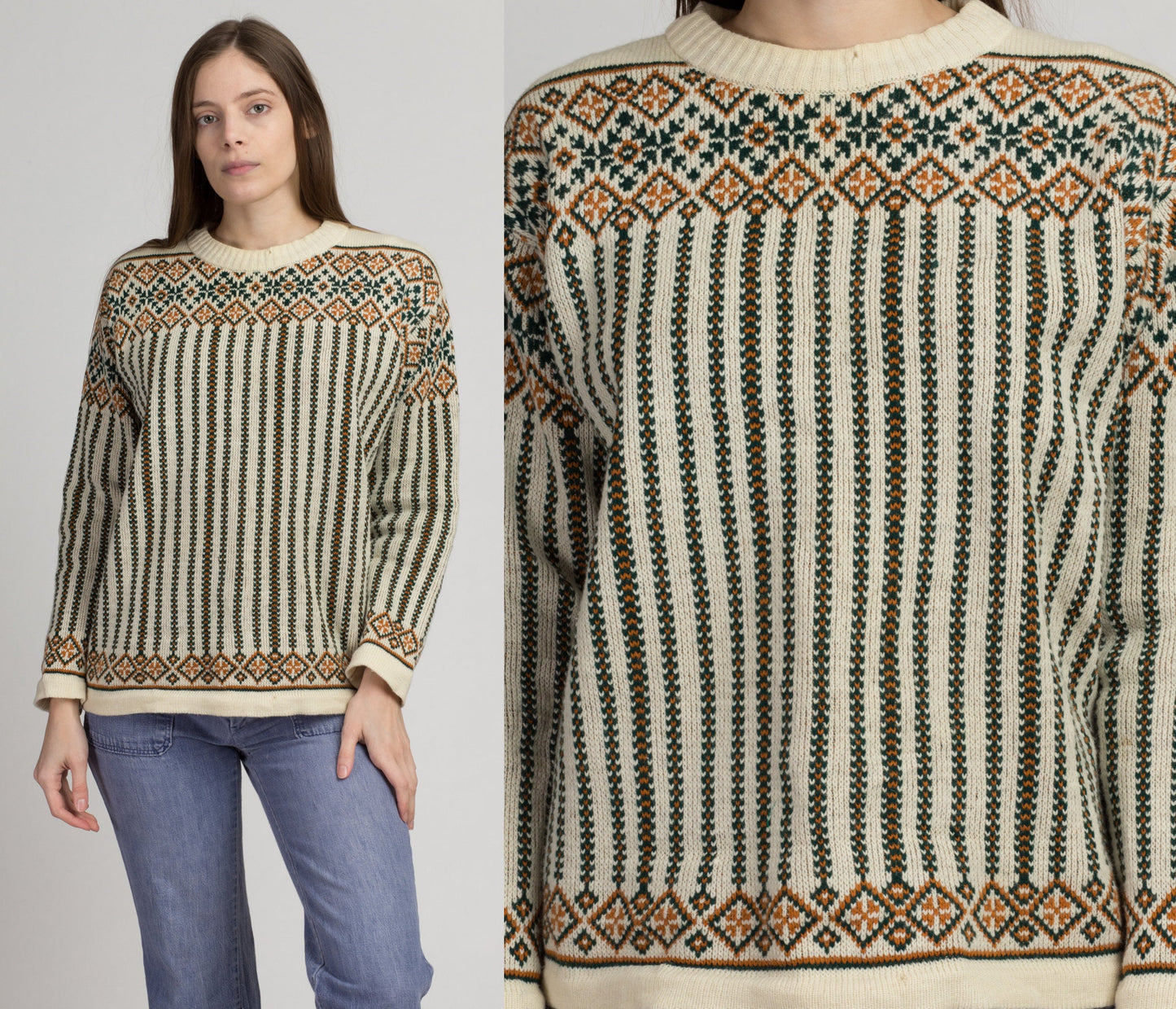 70s Striped Meister Ski Sweater - Men&#39;s Medium | Vintage New Zealand Wool Knit Winter Pullover Jumper