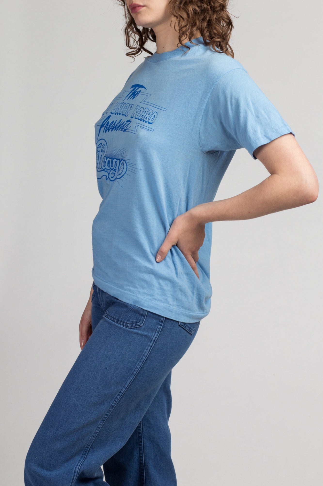 Vintage 1987 Chicago Band Tee - Medium to Large | Vintage 80s Blue NLU Union Board Concert Graphic Music T Shirt