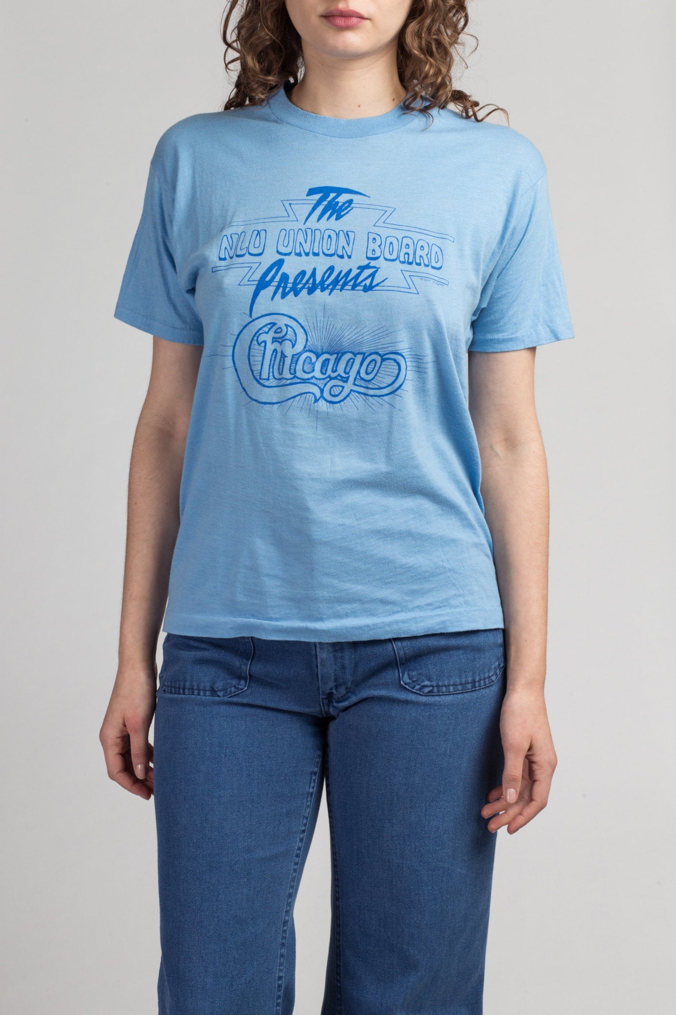 Vintage 1987 Chicago Band Tee - Medium to Large | Vintage 80s Blue NLU Union Board Concert Graphic Music T Shirt
