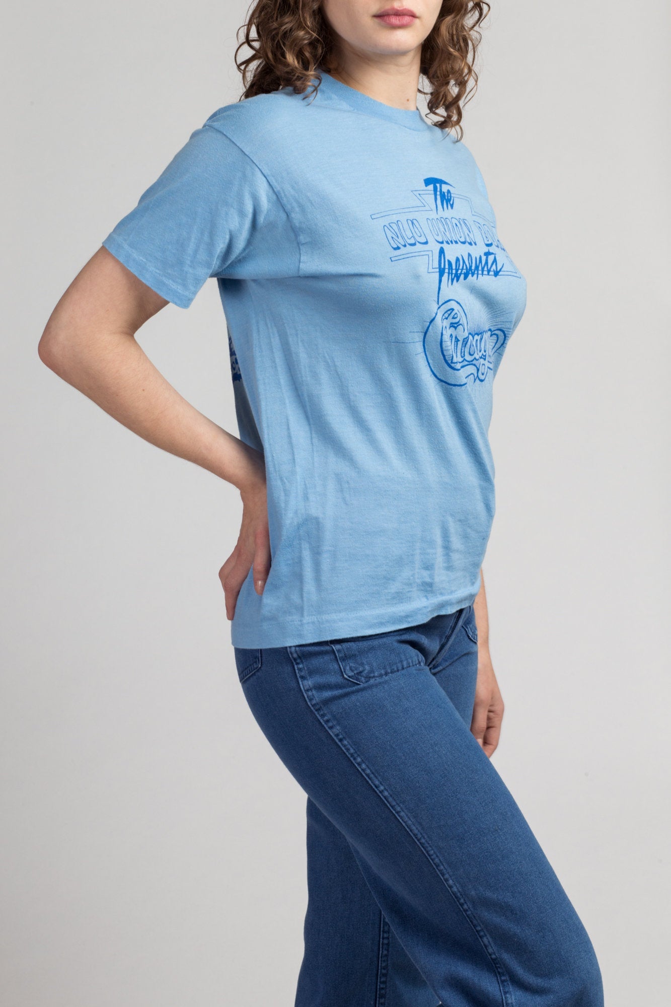 Vintage 1987 Chicago Band Tee - Medium to Large | Vintage 80s Blue NLU Union Board Concert Graphic Music T Shirt