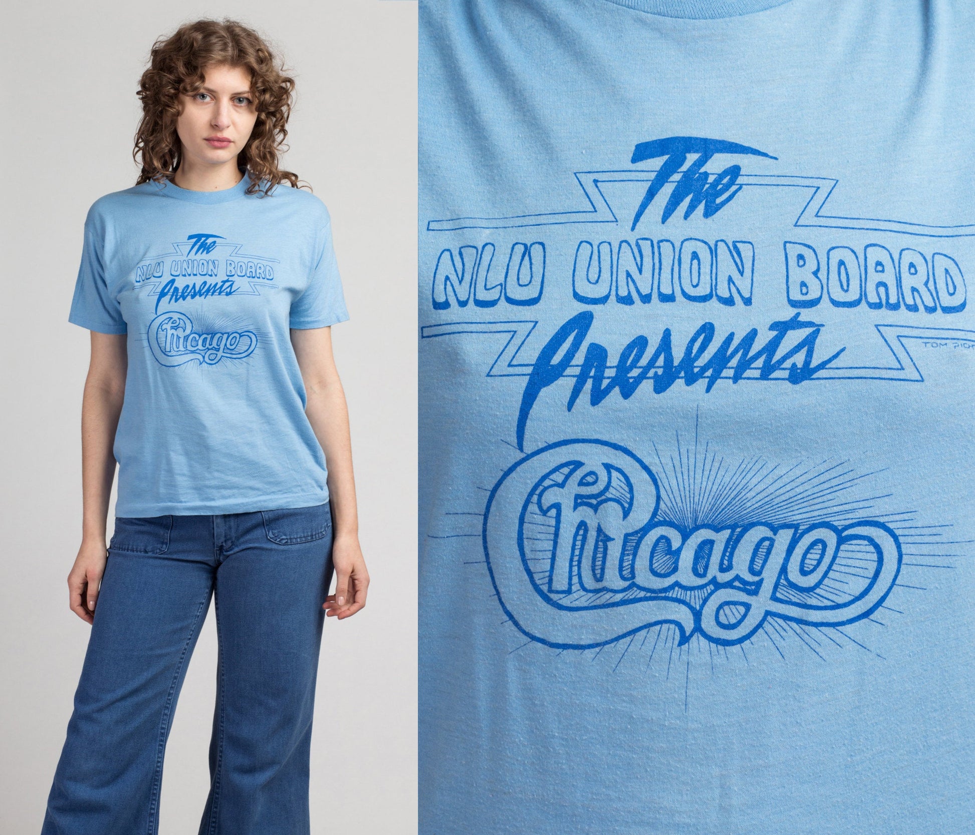 Vintage 1987 Chicago Band Tee - Medium to Large | Vintage 80s Blue NLU Union Board Concert Graphic Music T Shirt