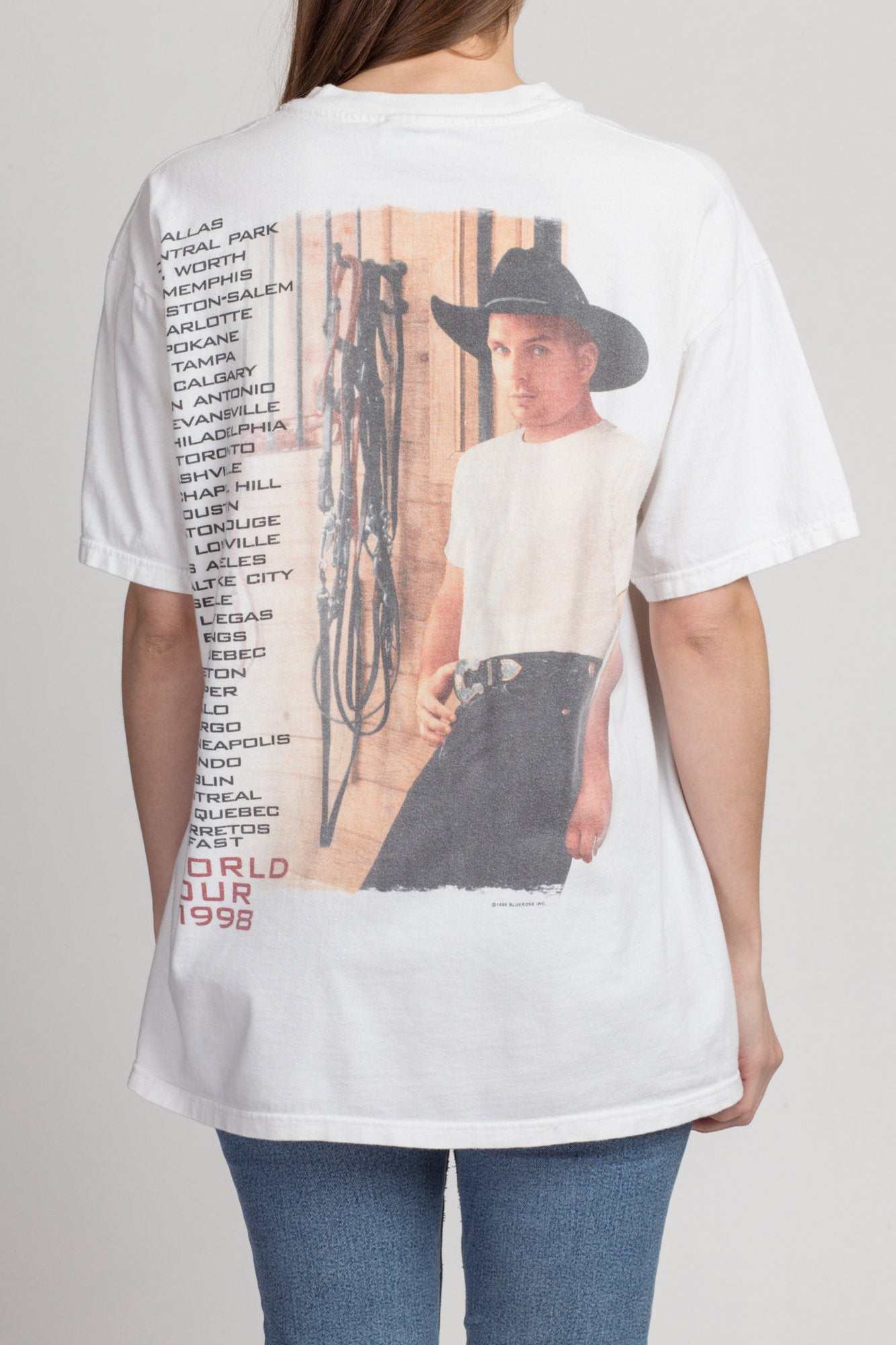 Vintage 1998 Garth Brooks Sevens Tour T Shirt - Men&#39;s Large | 90s Country Music White Graphic Tee