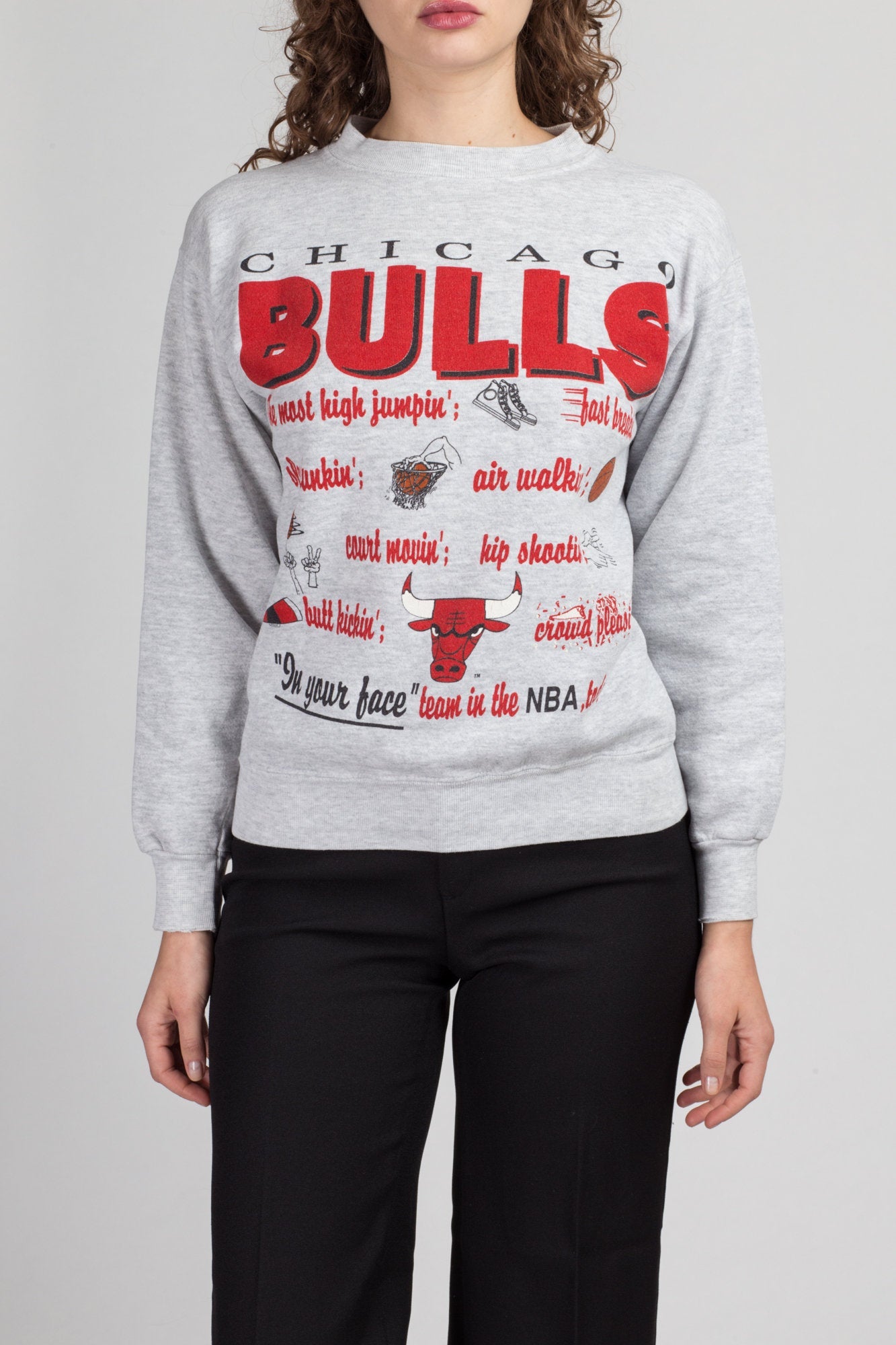 80s 90s Chicago Bulls Sweatshirt - Women's Medium, Men's XS