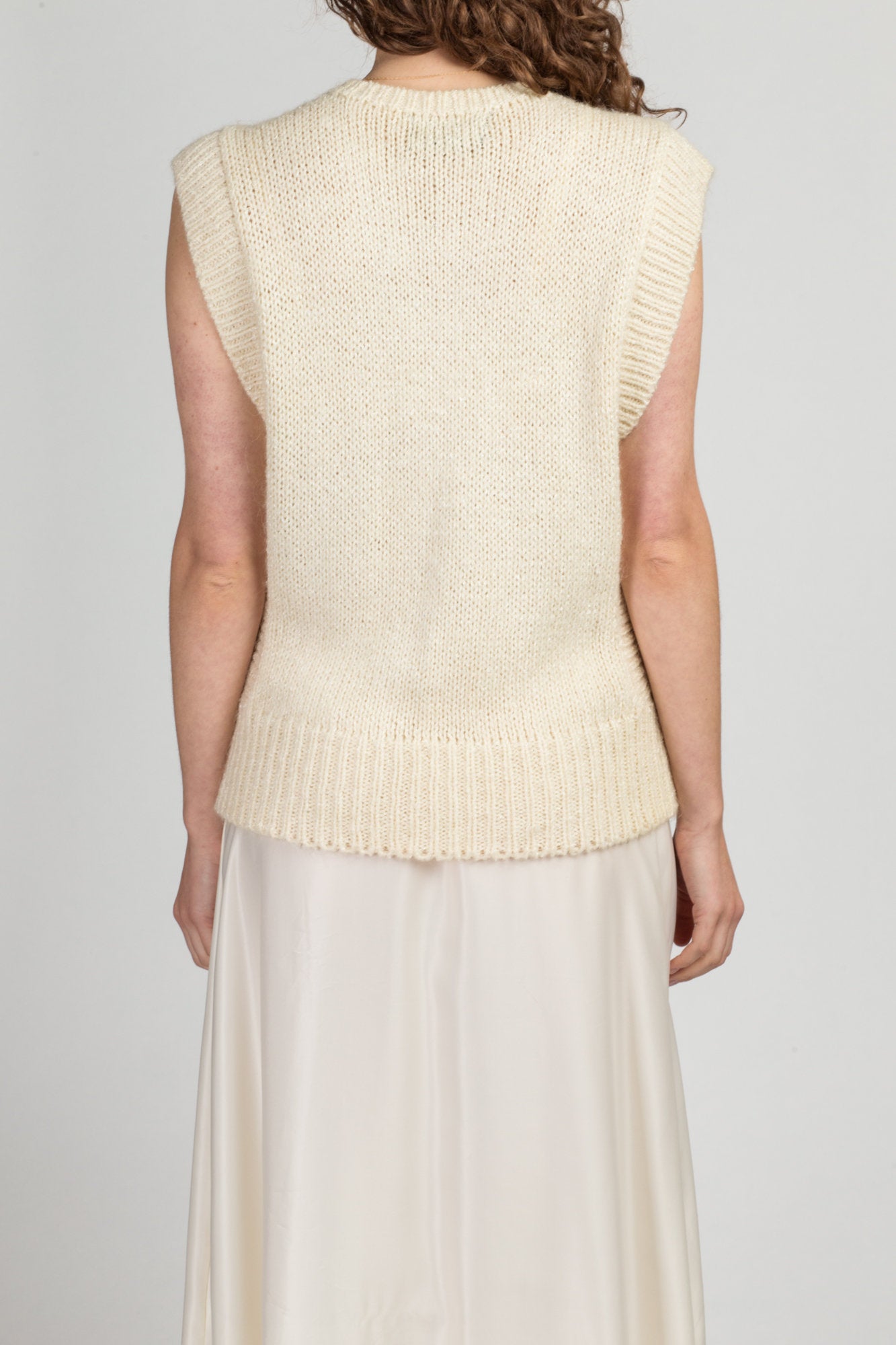80s 90s Hand Knit Low Armhole Sweater - Medium | Vintage Counterparts Abstract Sleeveless Pullover Top