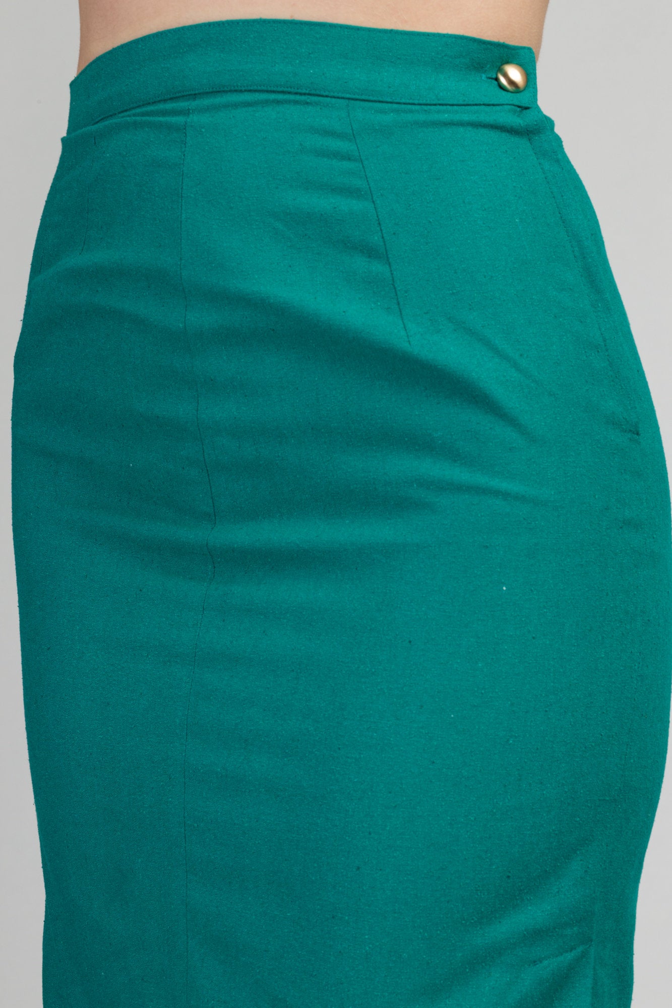 Vintage Teal Raw Silk Mini Pencil Skirt - Extra Small, 25&quot; | 90s Georgiou High Waist Fitted Miniskirt