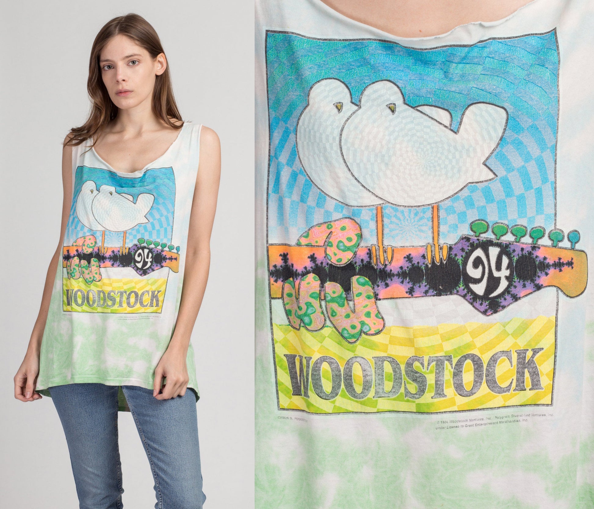 Vintage Woodstock &#39;94 Festival Tank - Men&#39;s XL | 90s Unisex Tie Dye Music Graphic Tee
