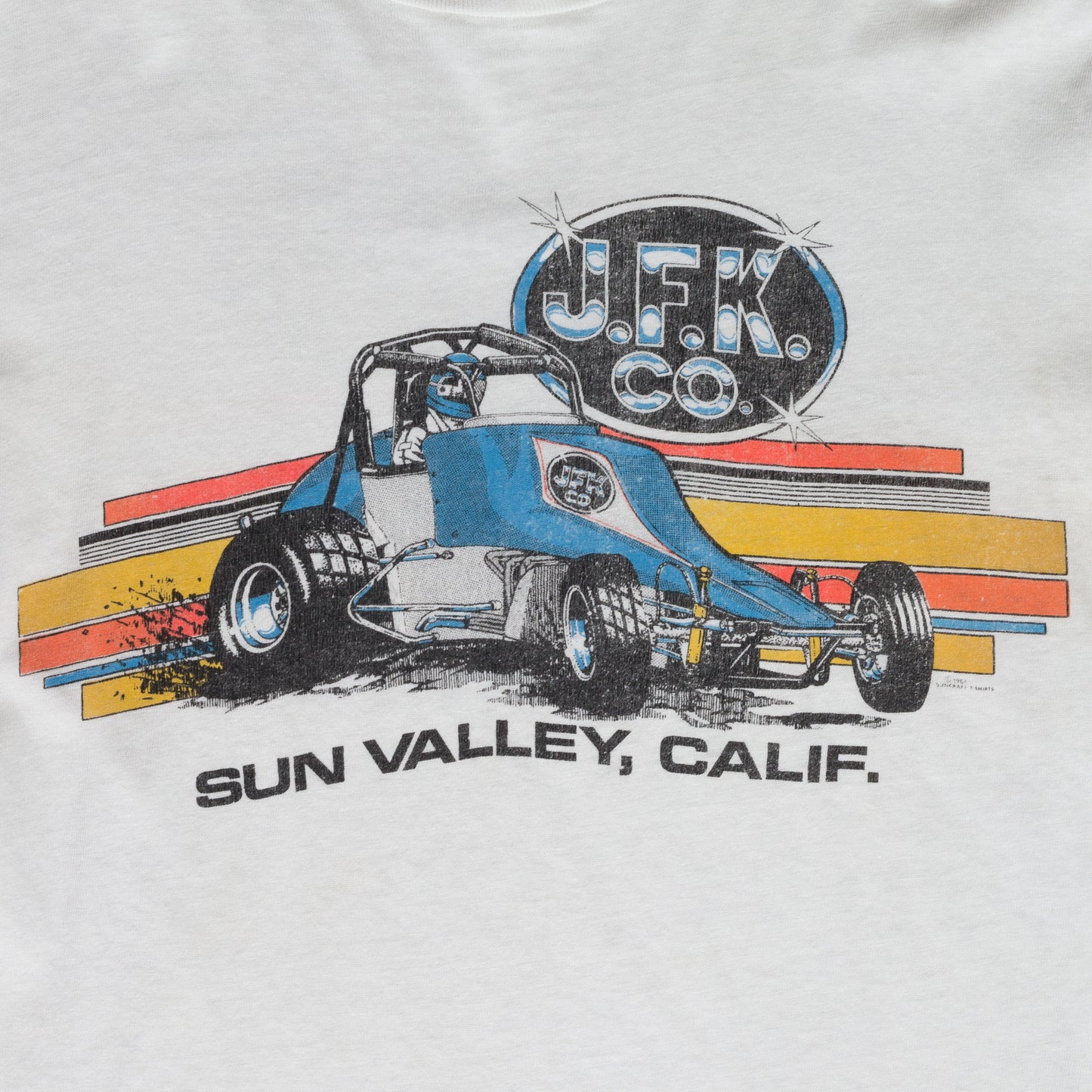 70s 80s JFK Co. Sprint Car Racing T Shirt - Men&#39;s Large, Women&#39;s XL | Vintage Distressed Sun Valley California Graphic Race Car Tee