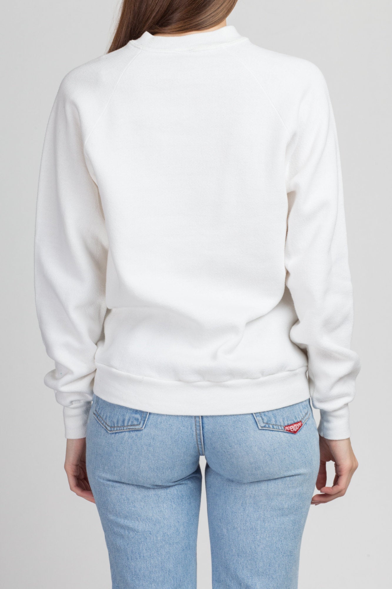 80s Aspen Autumn Leaves Sweatshirt - Medium | Vintage Fall Trees White Raglan Sleeve Graphic Tourist Pullover