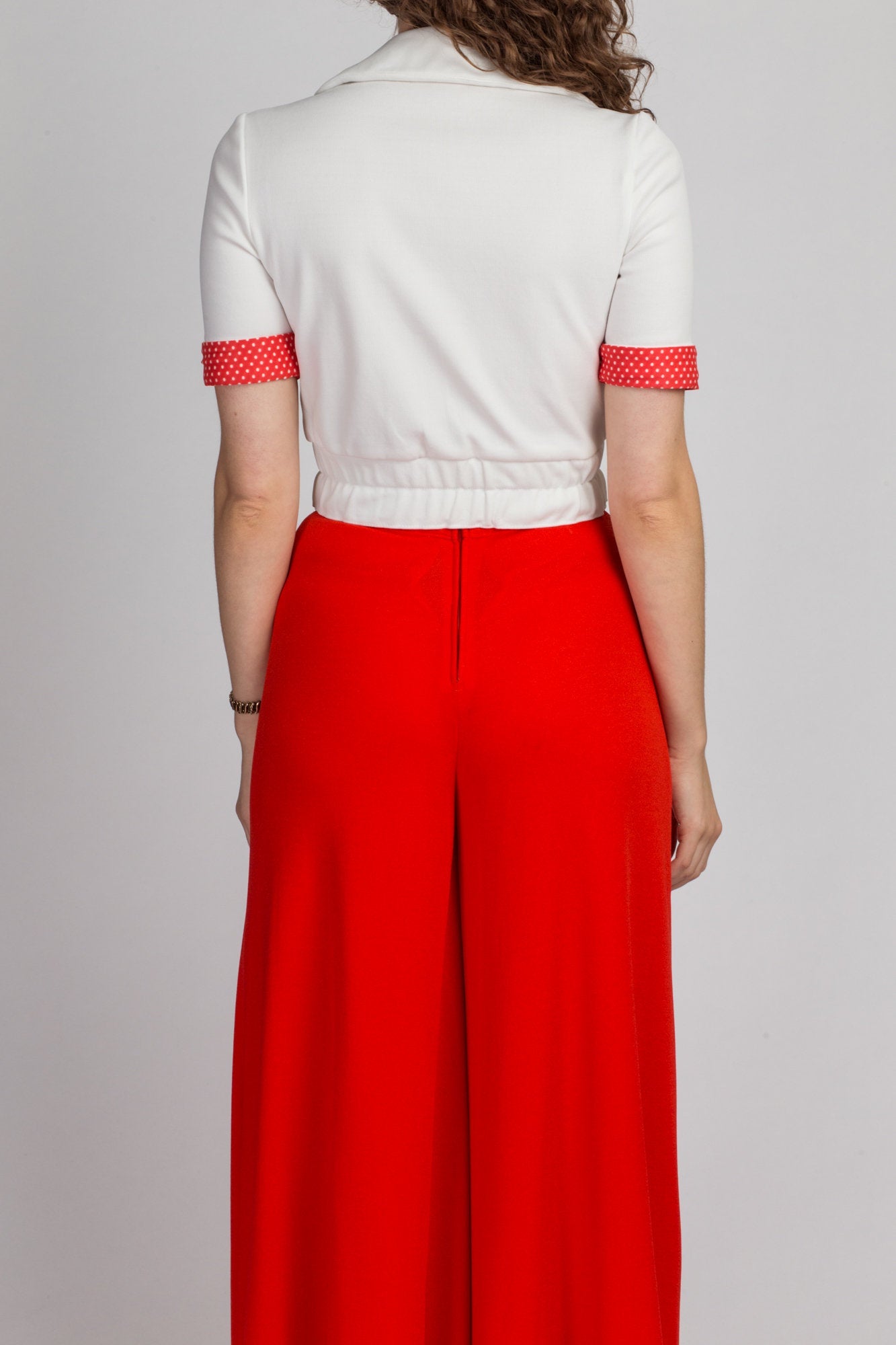 70s Polka Dot Trim Crop Tops - XS to Small 