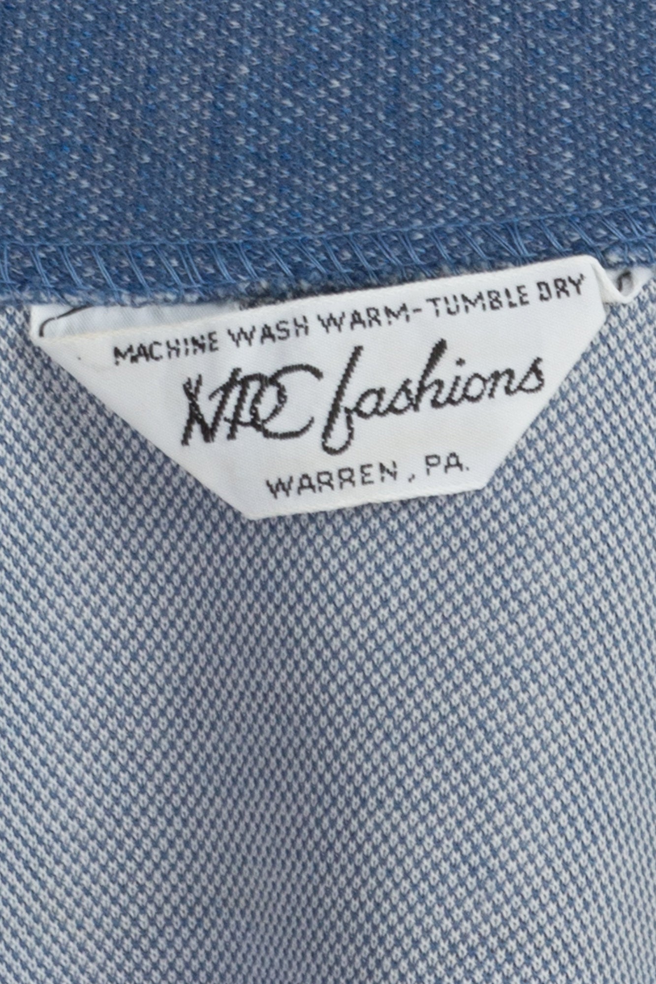 70s Mod Blue Cinched Waist Shirt - Medium 