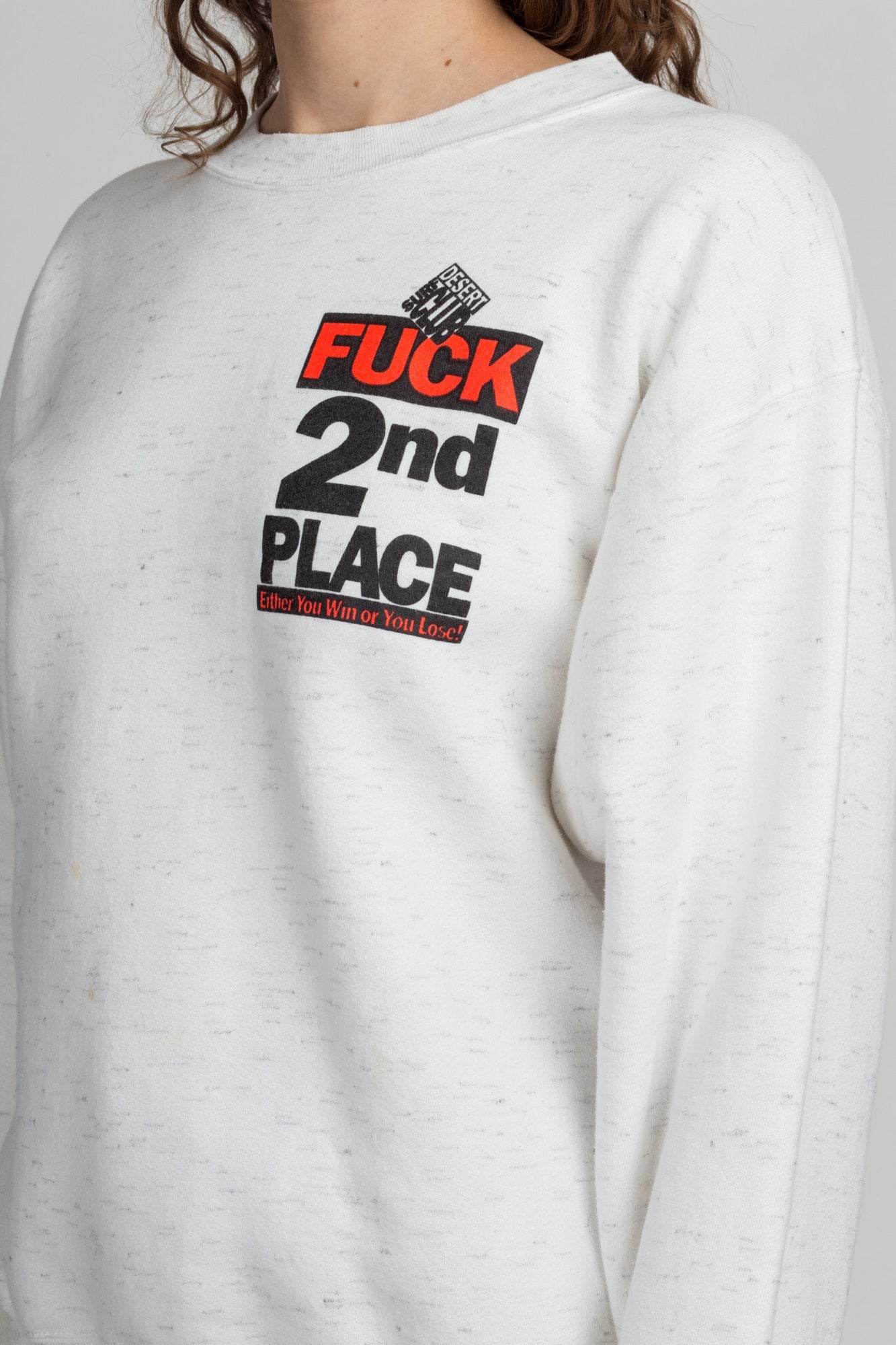 80s 90s &quot;Fuck 2nd Place&quot; Sweatshirt - Extra Large | Vintage Unisex Desert Surf Club Pullover