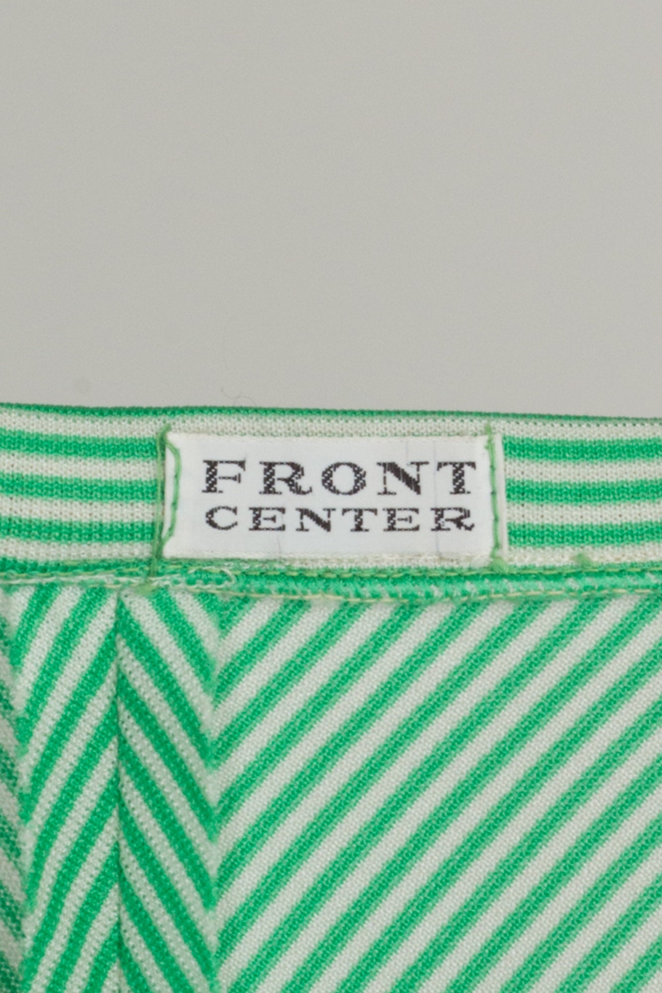 70s Green & White Striped Maxi Skirt - Medium 