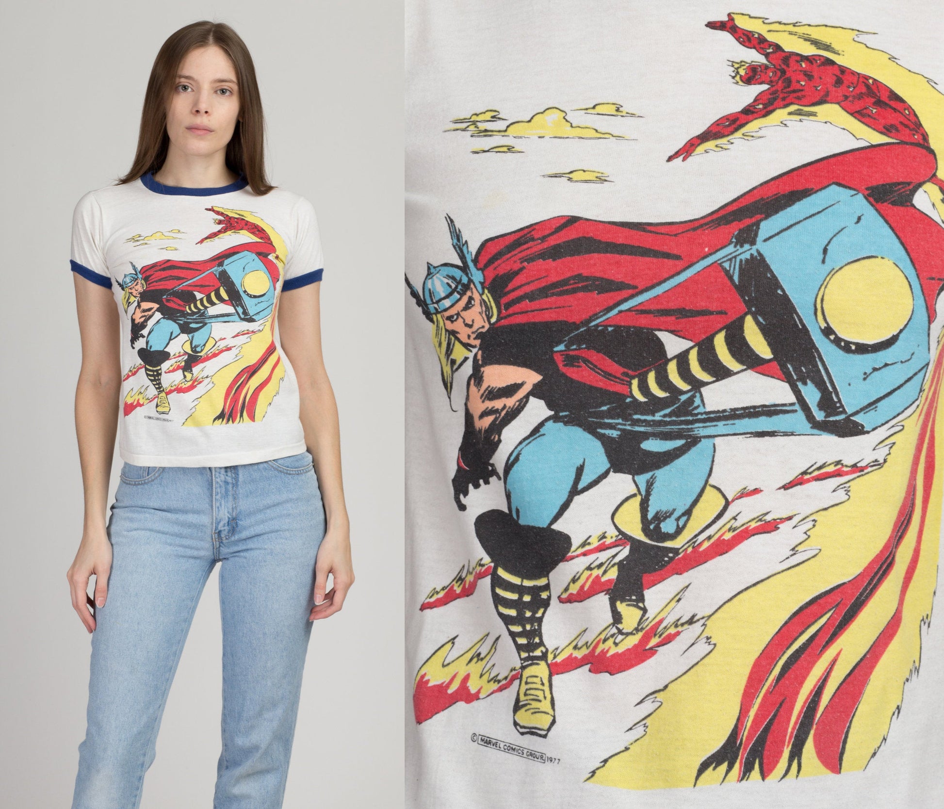 70s Thor Marvel Comics T Shirt - Extra Small 