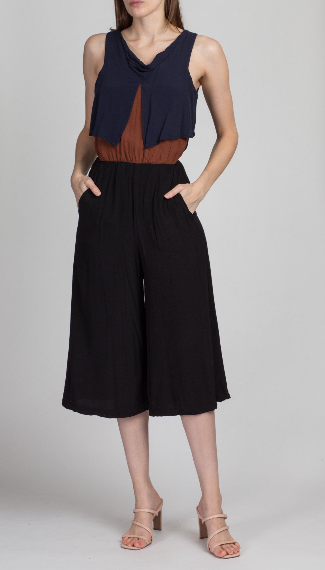 Vintage Color Block Jumpsuit - XS to Small 