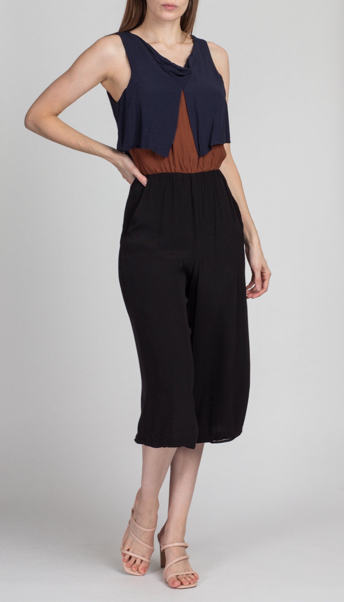 Vintage Color Block Jumpsuit - XS to Small 
