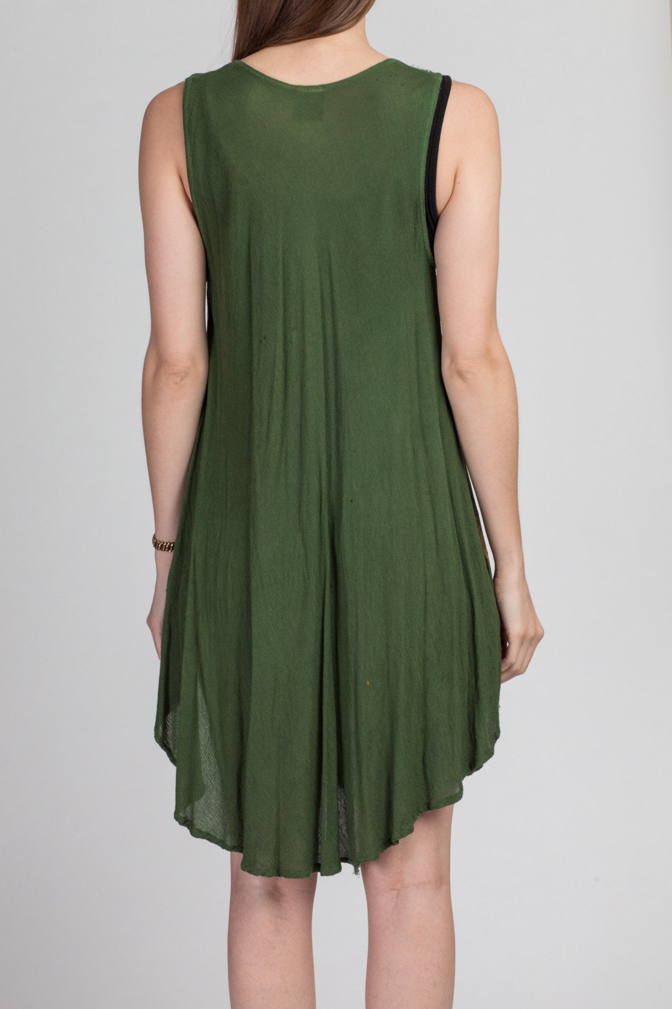 90s Boho Palm Tree High-Low Mini Dress - One Size 