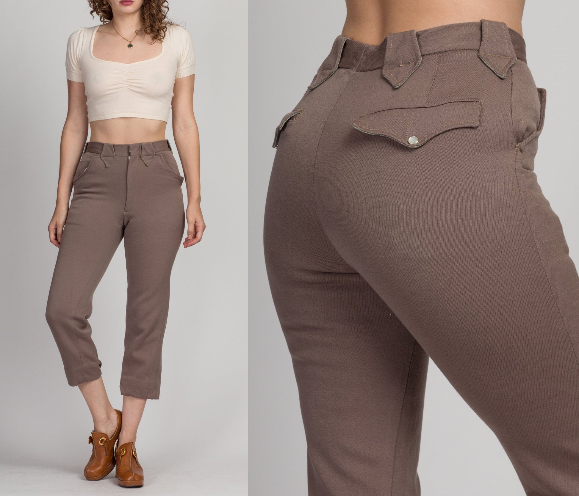 1950s Taupe High Waist Western Pants - Extra Small – Flying Apple Vintage
