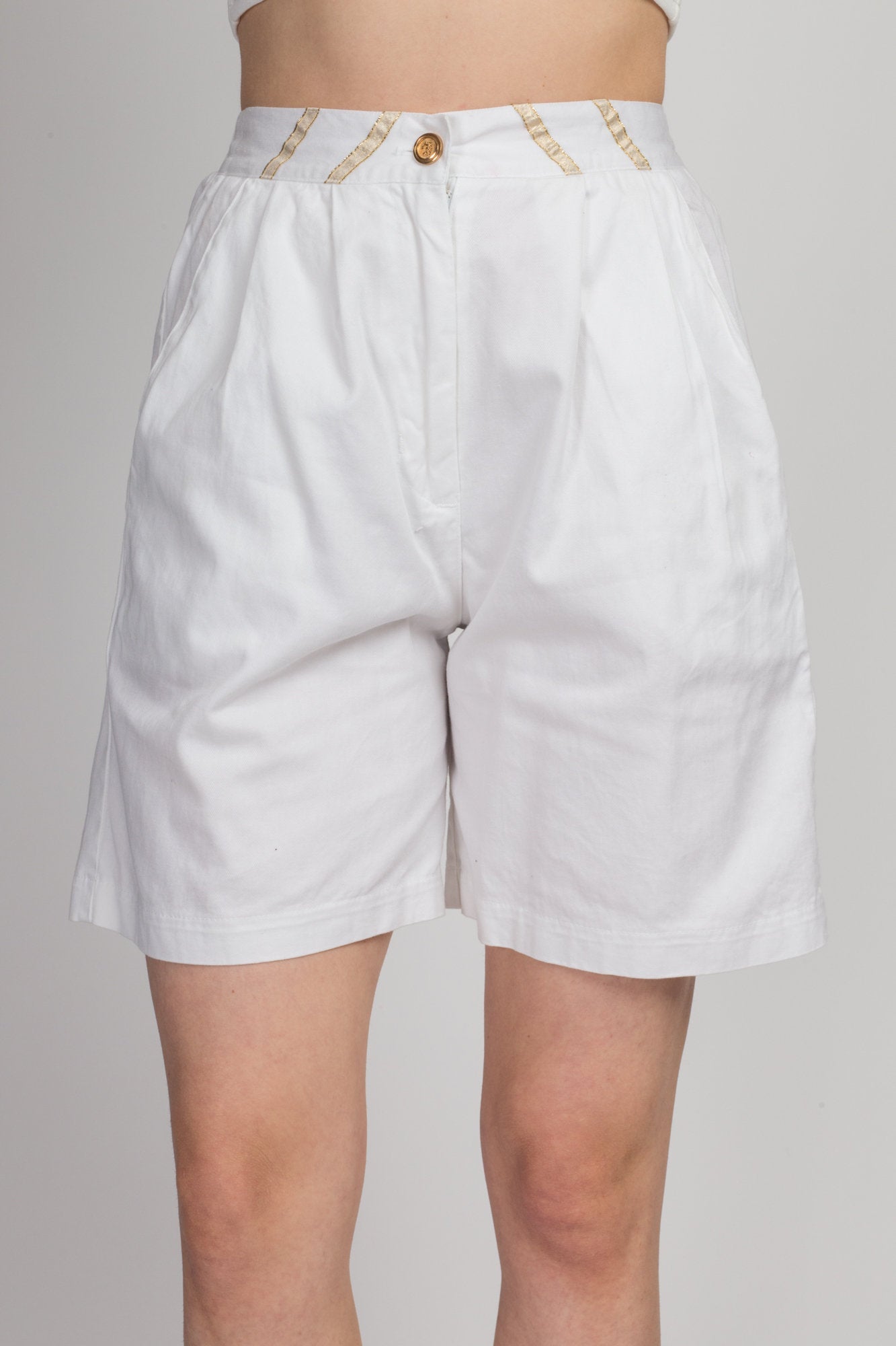 90s High Waist White Shorts - Medium 